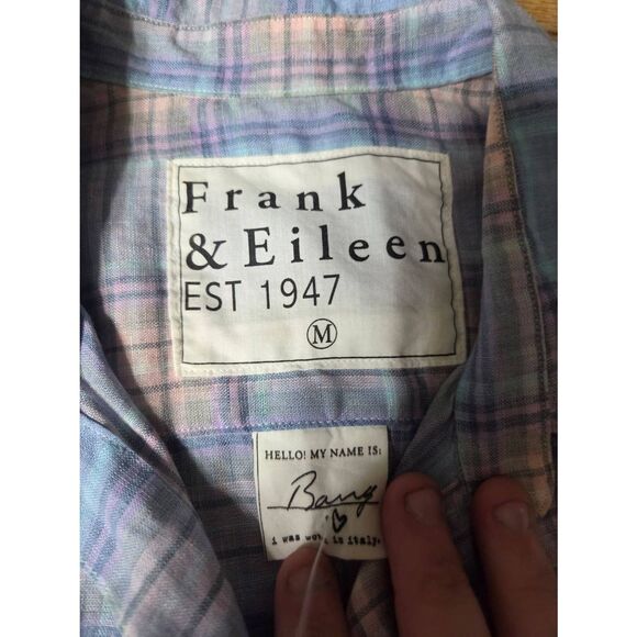 Frank&Eileen Barry multi color pastel linen plaid sz Medium - Picture 2 of 4